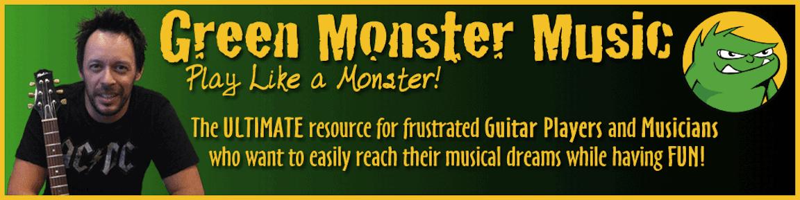 Green Monster Music | Learn to Play Guitar | Free Guitar Lessons | Guitar Instructional Videos | Guitar Playing Tips | How to Play Guitar | Free Beginner Guitar Lessons header image